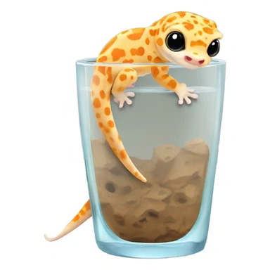 orange leopard gecko in a glass cup sticker