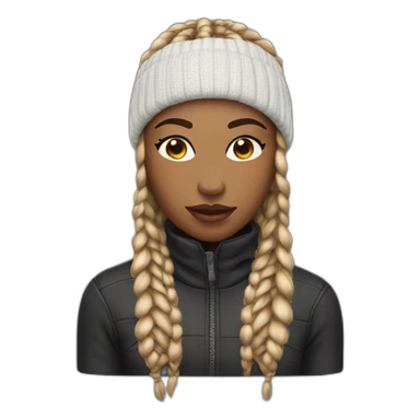 Brown teen with a ski mask with box braids showing near the eyes sticker