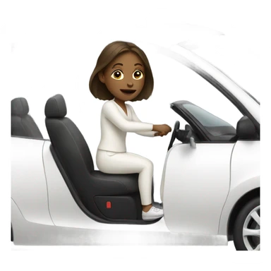 Girl driving a white car sticker