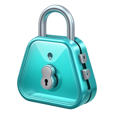 Holographic and glassmorphic turquoise lock sticker