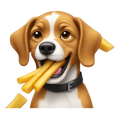 Dog eating French fries sticker