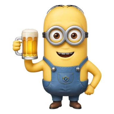 minion with a beer saying cheers sticker