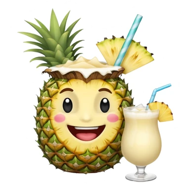 Crea un chico tomando una piña colada sticker