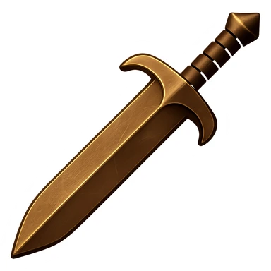 Change the color of this bronze greatsword to match the slightly darker bronze of the reference greatsword, keeping the realistic metallic and worn look. The original style is emoji style with a transparent background, but since emoji style does not support editing, please maintain the emoji style appearance in the edit. sticker