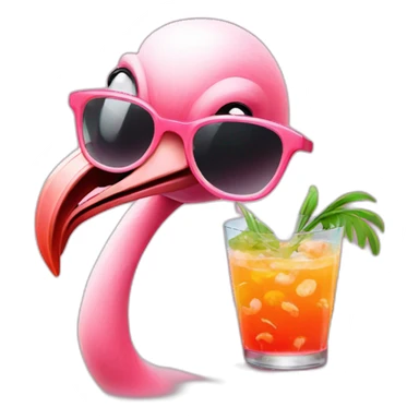 flamingo with glasses and shrimp cocktail sticker