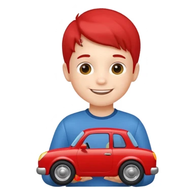 little boy with car toy on his hand
 sticker