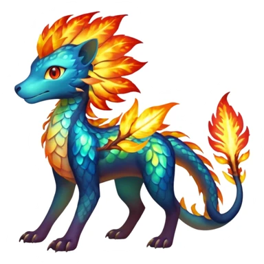 Elemental Exotic Tropical Celestial Fiery Sparky Fierce Flaming Viney Vinal Dusky Aurorus-Amaura-Auroras-Pokémon-Fakémon-creature sticker
