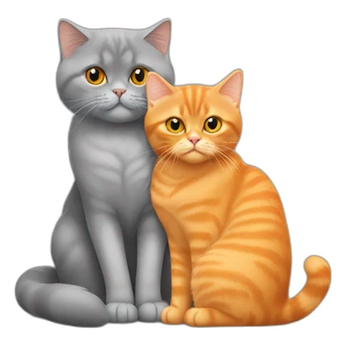 Orange persian young cat hugs the grey british shorthair cat sticker