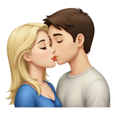 Blonde boy brunette girl kissing  sticker