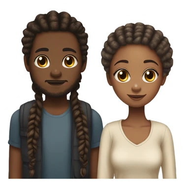 Realistic black girl with box braids and light skin boy with short curly hair and a short beard hugging sticker