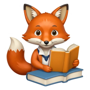student fox with book sticker