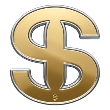 A double dollar sign emoji made of polished silver chrome, smooth metallic surface, glossy reflections, luxury swag vibe, minimal iOS emoji style, centered on white background sticker