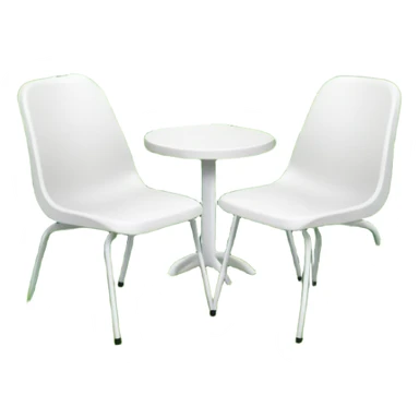  2 white plastic chairs amongst plants in jungle sticker