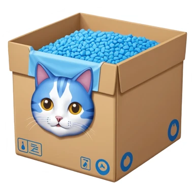 a cardbox of cat litter (blue) sticker
