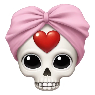 skull with love heart eyes and feminine headpiece sticker