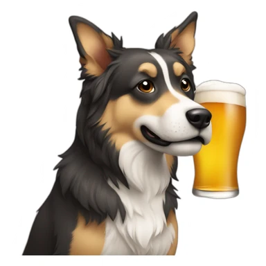 Chien qui tient une bière sticker
