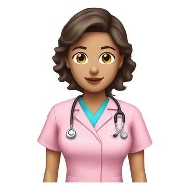 pretty brunette nurse in pink scrubs sticker