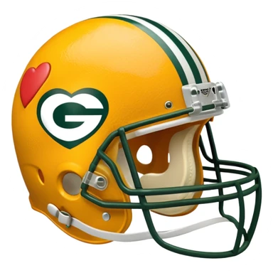 Green Bay packers helmet with a heart near it that looks like cheese inside sticker