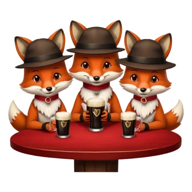 Three foxes sitting at a round table drinking Guinness sticker