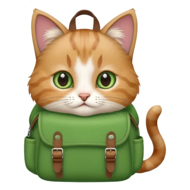 baby cat wear green backpack sticker