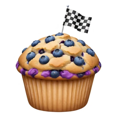 blueberry muffin with a race flag on top sticker