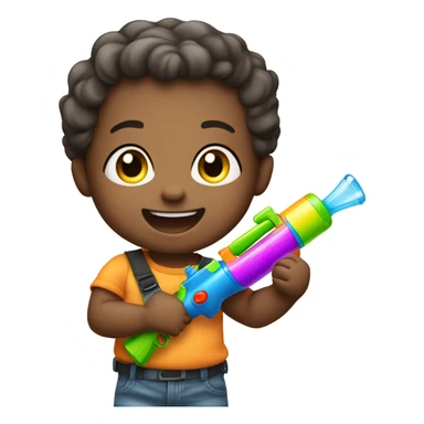 Baby with water gun sticker