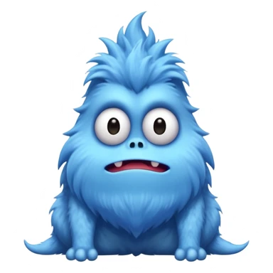 A skinny and lanky tall blue furry monster with a slightly triangular head put the top having a small curve going inward  sticker