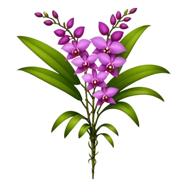 big bouquet Dendrobium Orchid, stem, leaf sticker