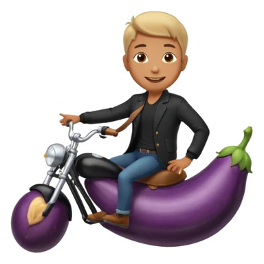 smiling man in black jacket riding eggplant  sticker
