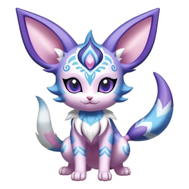 Shiny Exotic Cute Espeon-Sylveon-Purrloin-Meowstic-Hybrid-Creature with pattern-markings sticker