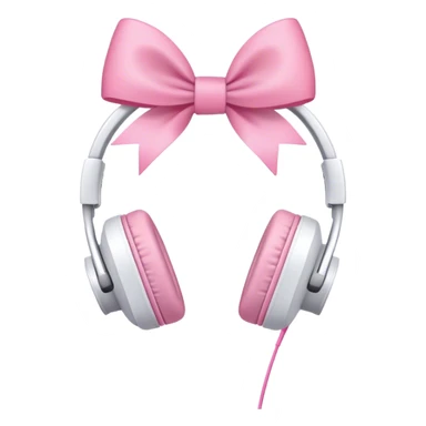 White aesthetic headphones with pink bow sticker