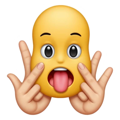 Tongue sticking out between fingers sticker