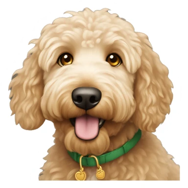 golden doodle with light fur and hazel-green eyes sticker