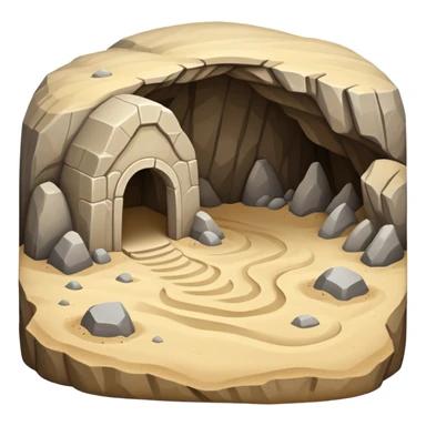 generate realistic detailed cave in 3d style with sand  sticker