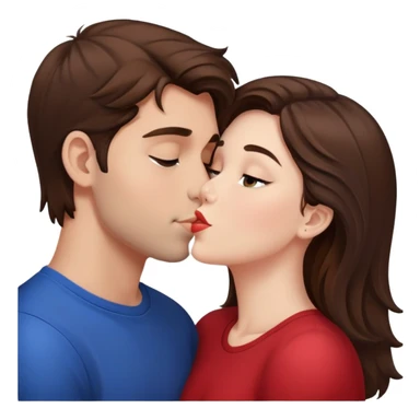 A brunette girl kisses a guy with brown hair. sticker