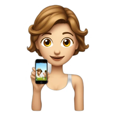 de una chica Claro castaño con reflejo rubio un jockey en la cabeza y un celular iPhone en la mano sticker