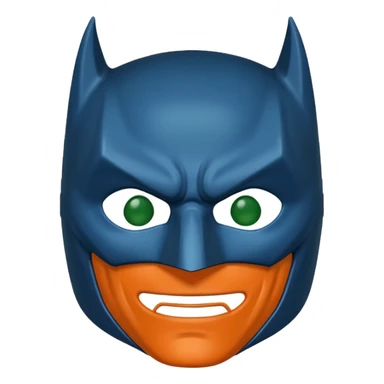 batman emoji with the mask in blue, orange and green sticker