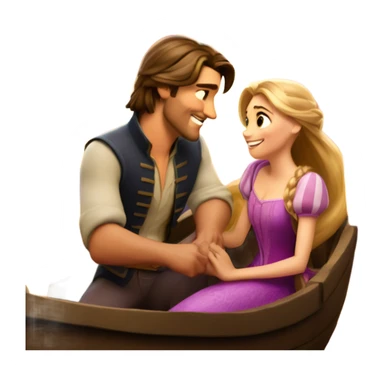 Rapunzel and Flynn Rider in the boat beneath the lanterns sticker