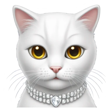 White cat with lashes and iced out jewelry  sticker