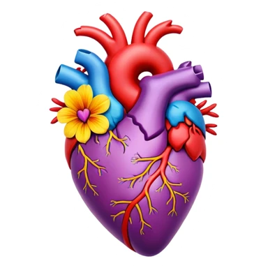 Blooming flowers anatomical heart sticker