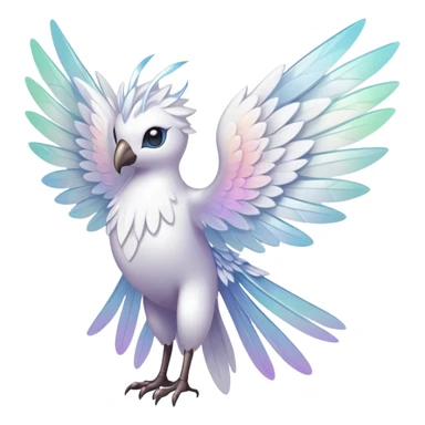  Iridescent white pale wings-ears, fairy-like-fakemon-creature  sticker