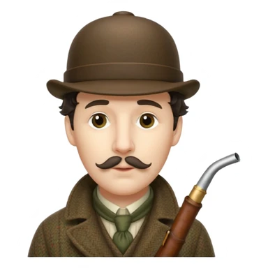 A side view of Sherlock Holmes wearing a deerstalker hat with a curved meershaum pipe held to his lips sticker