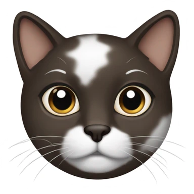 Dark brown beauty short and white Cat with black spot near the nose sticker