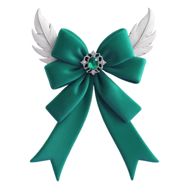 gothic bow, dark emerald velvet, silver cross, feather details, lush and gothic sticker