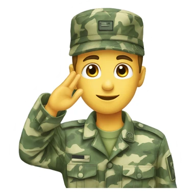 Blue shades military camouflage uniform boy saluting with his hand sticker