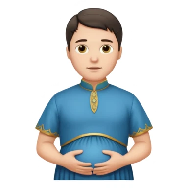 pregnant man with parted middle hair (curtains)   and in a roman collar  sticker