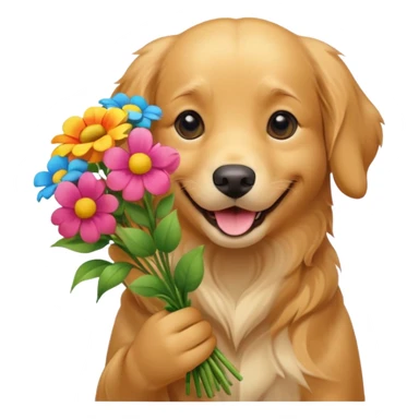 dog holding flowers sticker