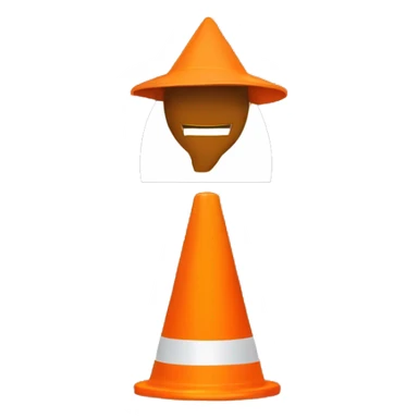 Orange traffic cone on a guy head who hide eyes sticker