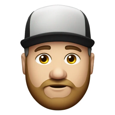 Fat Jewish man in his 30s wearing black trucker hat  sticker