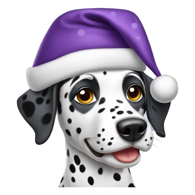 Dalmatian wearing purple Christmas hat sticker